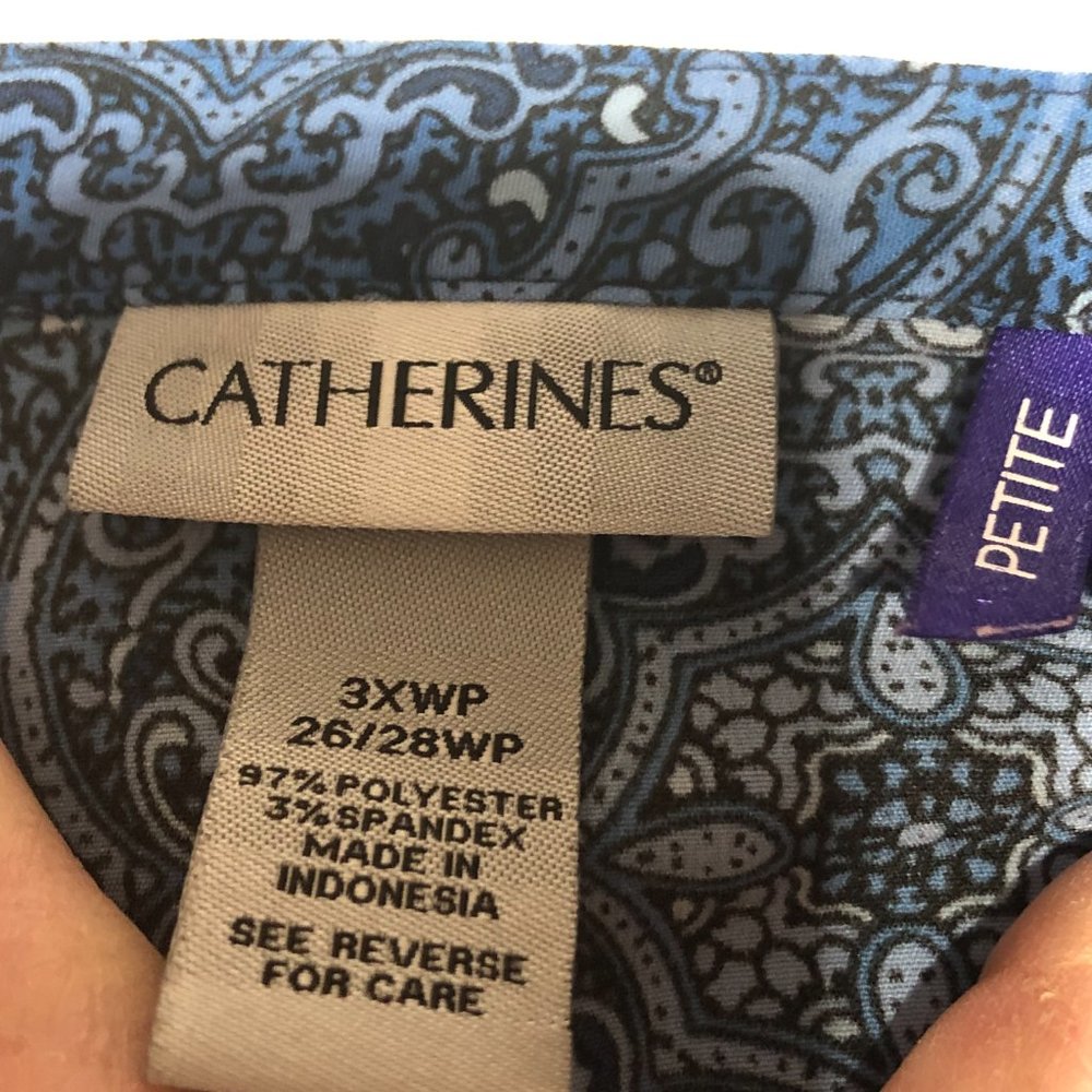 Catherine's PETITE Blue Print blouse - Picture 4 of 4